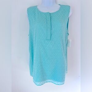 NWOT - Vince Camuto Sheer Honeycomb Sleeveless Blouse, Size L.